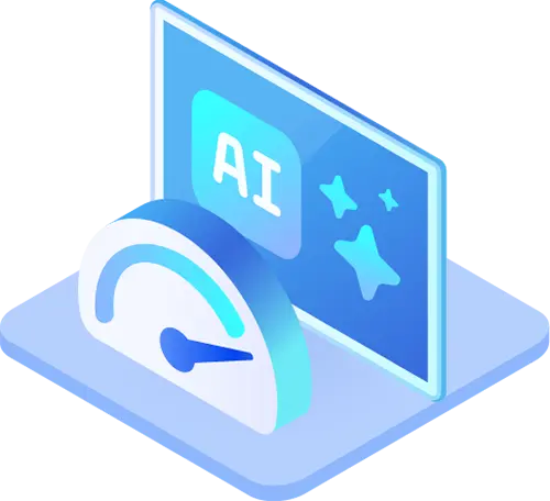 AIを活用した開発スピードを示すメーターのイラスト